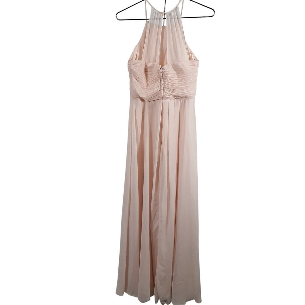 Levkoff Elegant Petal Pink Halter Chiffon A-Line Gown Size 8 - Picture 3 of 5